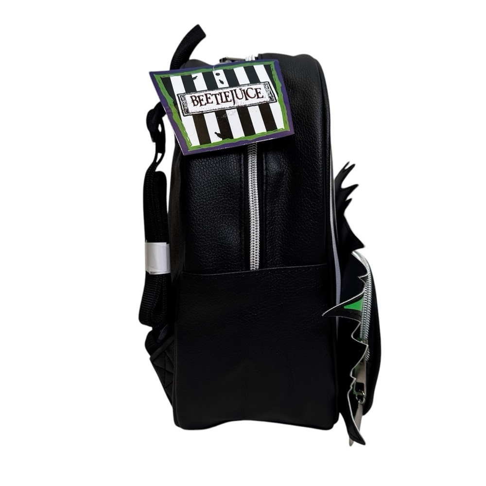 Beetlejuice It's Show Time  10.5  Backpack Black and White Green Accents NWT - Picture 6 of 10